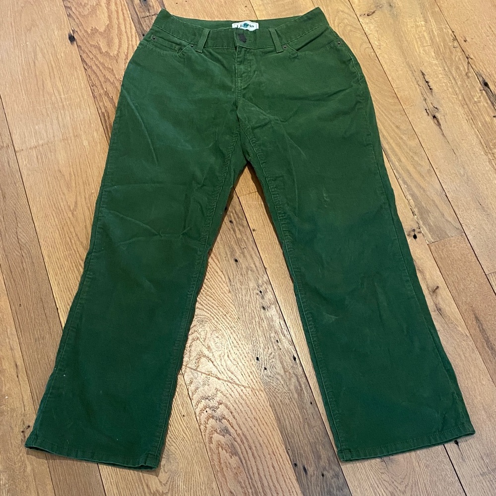 LL Bean Corduroy Pants Jeans Curvy Fit 6P Pea Green